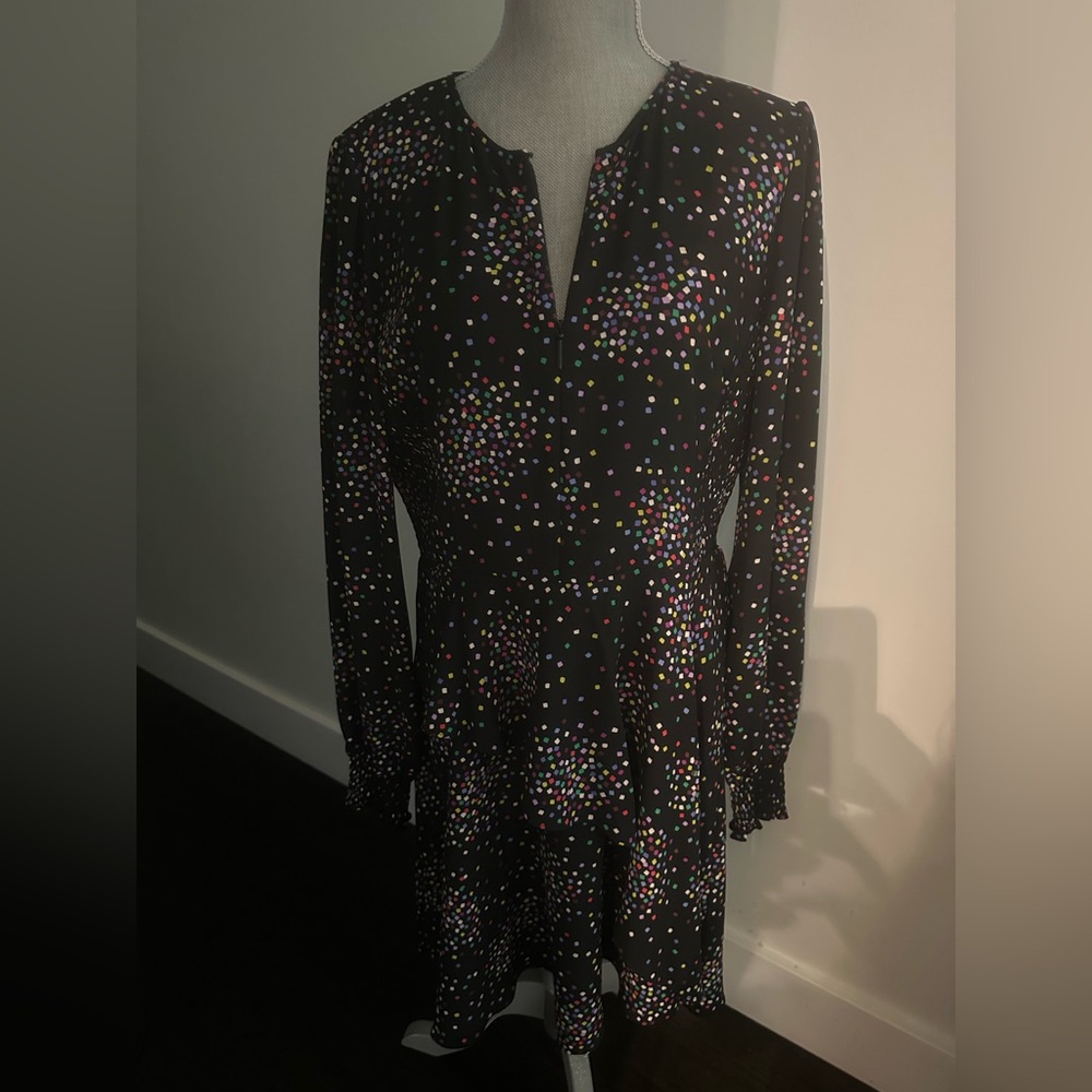 Kate Spade Black Multicolor Dot Long Sleeve Dress. Never worn.